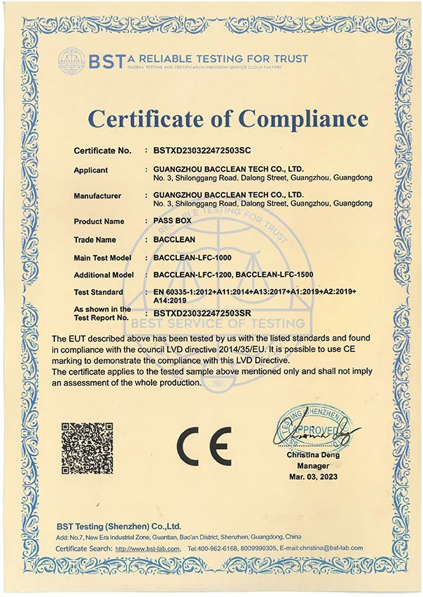 CE certificate of pass